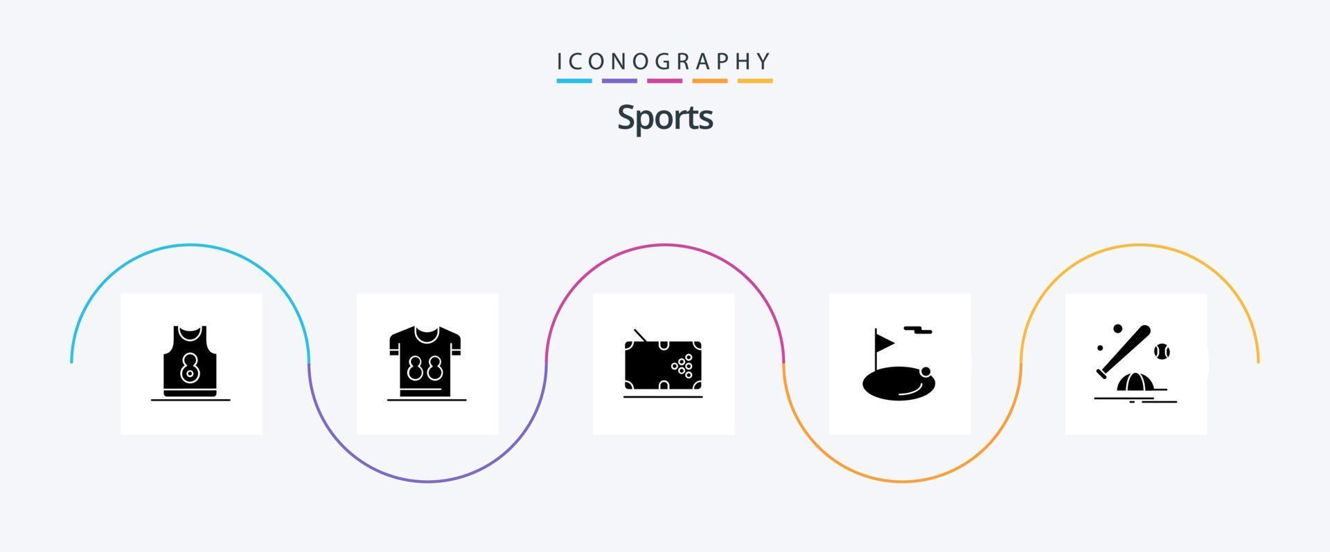 sport- glyph 5 icoon pak inclusief gat. vlag. voetbal. Speel. tafel vector