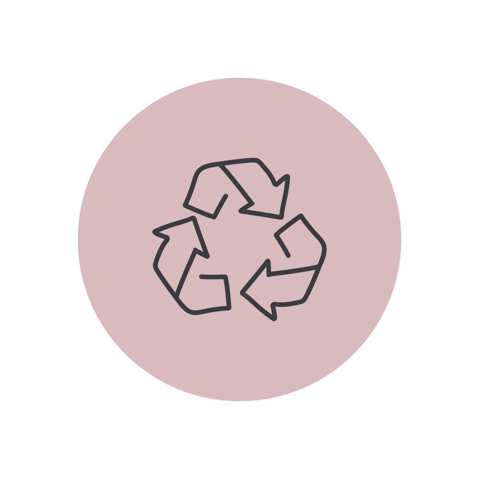 recycle symbool icoon vector illustratie roze sticker. geïsoleerd Aan een roze ronde achtergrond