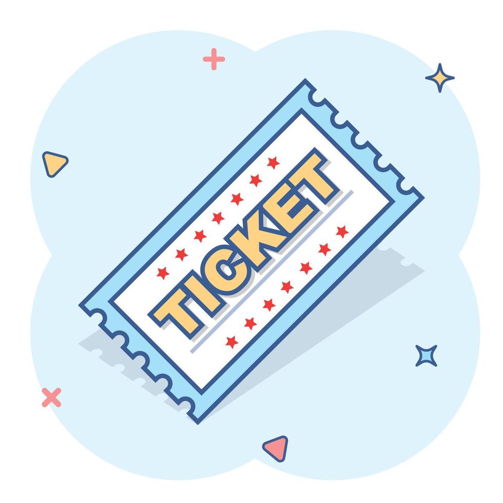 tekenfilm ticket icoon in grappig stijl. toegeven een illustratie pictogram. toegeven een plons bedrijf concept. vector