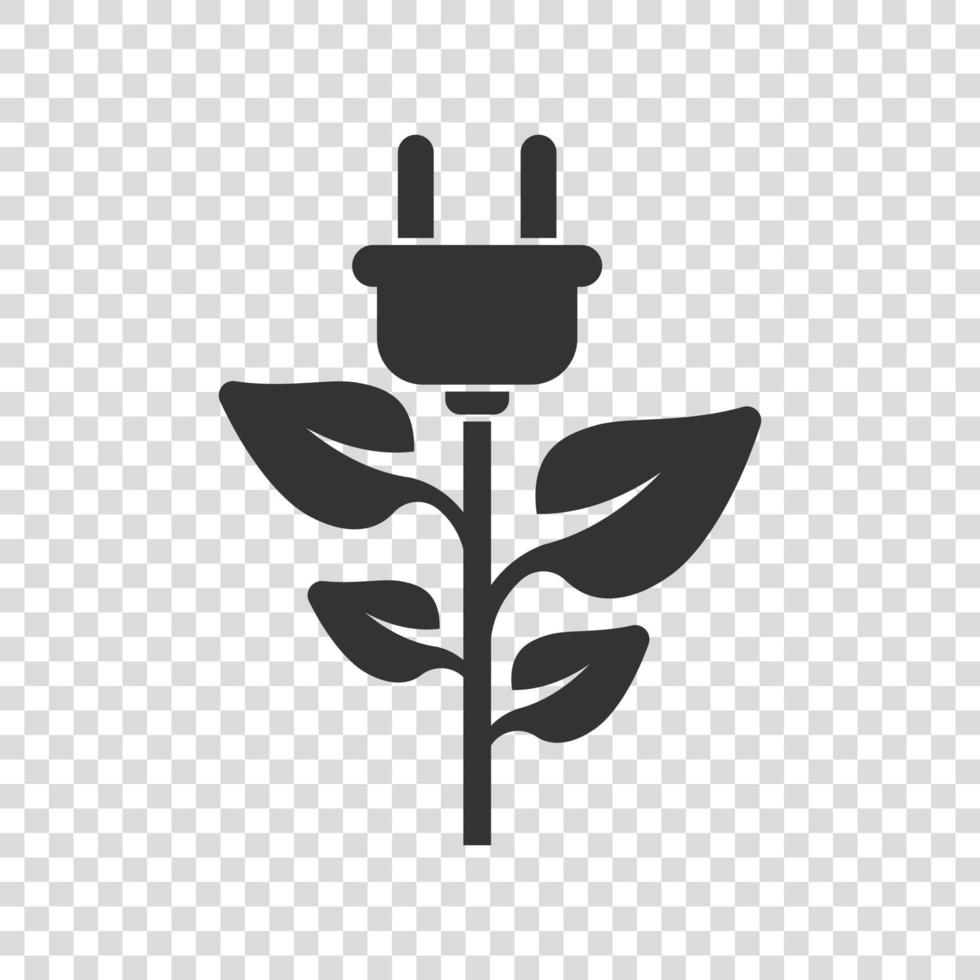 eco macht icoon in vlak stijl. groen energie vector illustratie Aan wit geïsoleerd achtergrond. natuur kabel bedrijf concept.