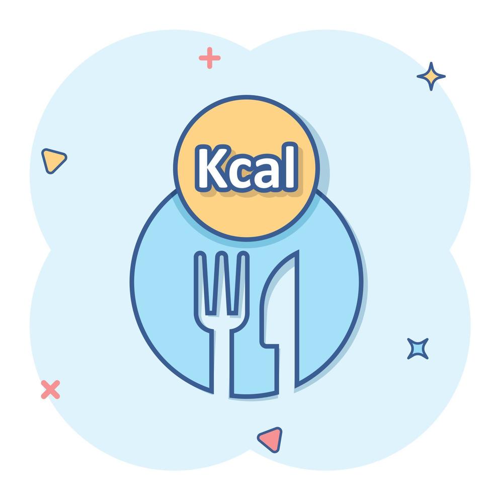 kcal icoon in grappig stijl. eetpatroon tekenfilm vector illustratie Aan wit geïsoleerd achtergrond. calorieën plons effect bedrijf concept.