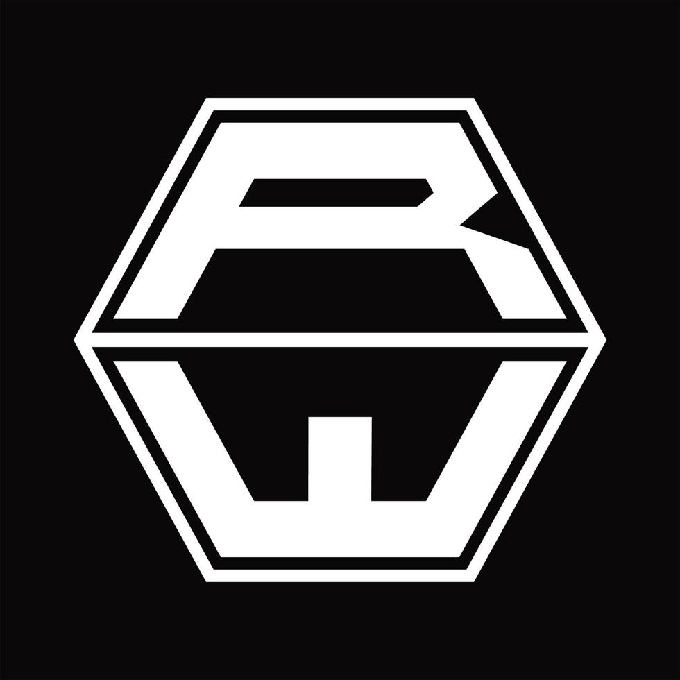 rw logo monogram met zeshoek vorm omhoog en naar beneden ontwerp sjabloon vector