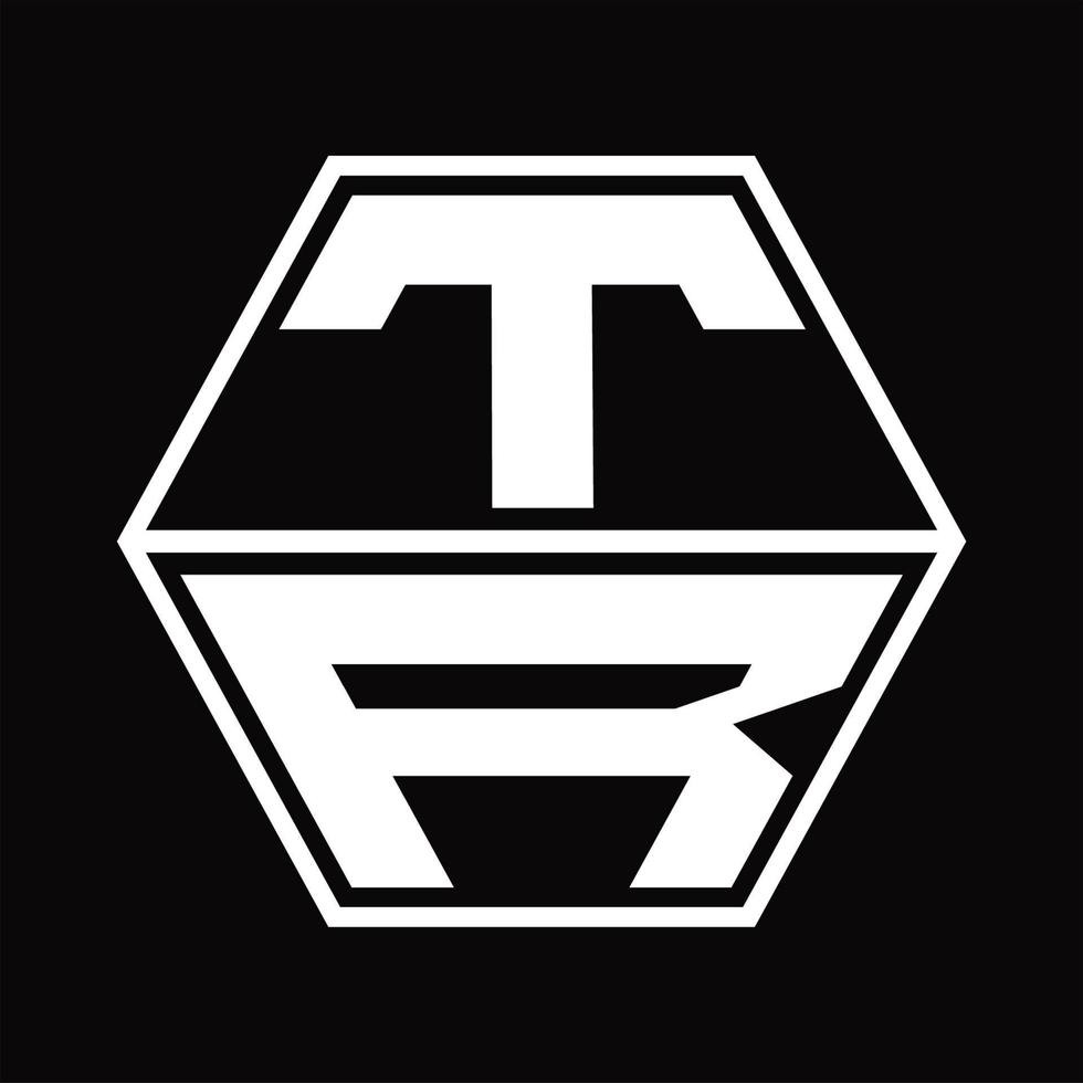 tr logo monogram met zeshoek vorm omhoog en naar beneden ontwerp sjabloon vector