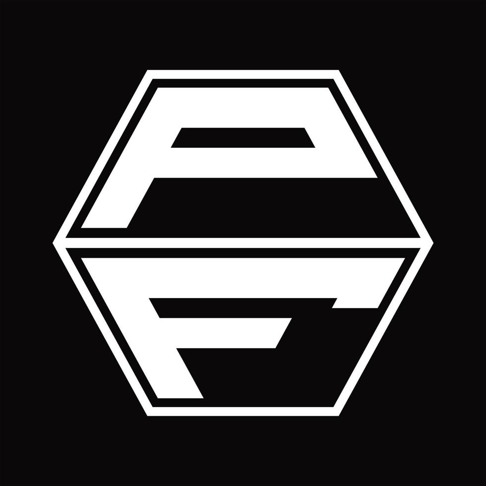pf logo monogram met zeshoek vorm omhoog en naar beneden ontwerp sjabloon vector