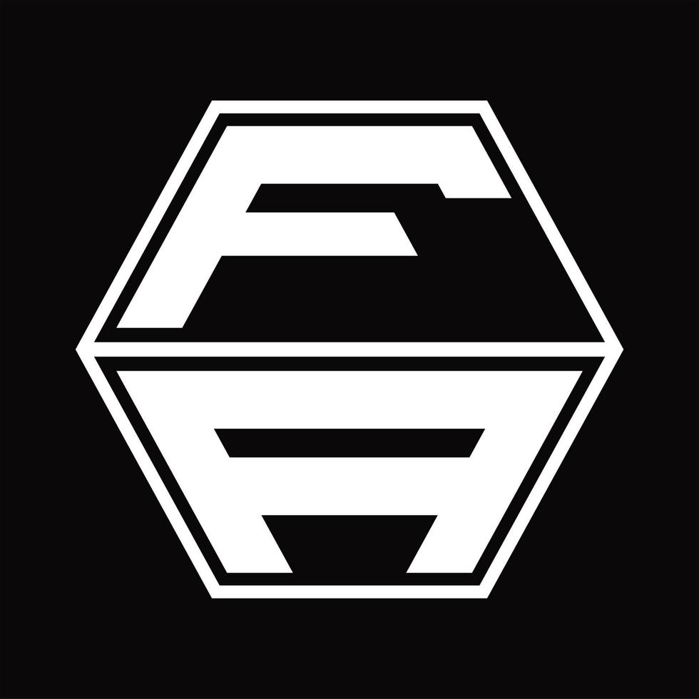 fa logo monogram met zeshoek vorm omhoog en naar beneden ontwerp sjabloon vector