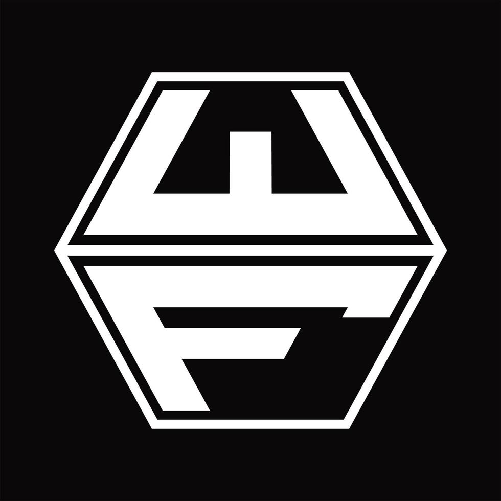 wf logo monogram met zeshoek vorm omhoog en naar beneden ontwerp sjabloon vector