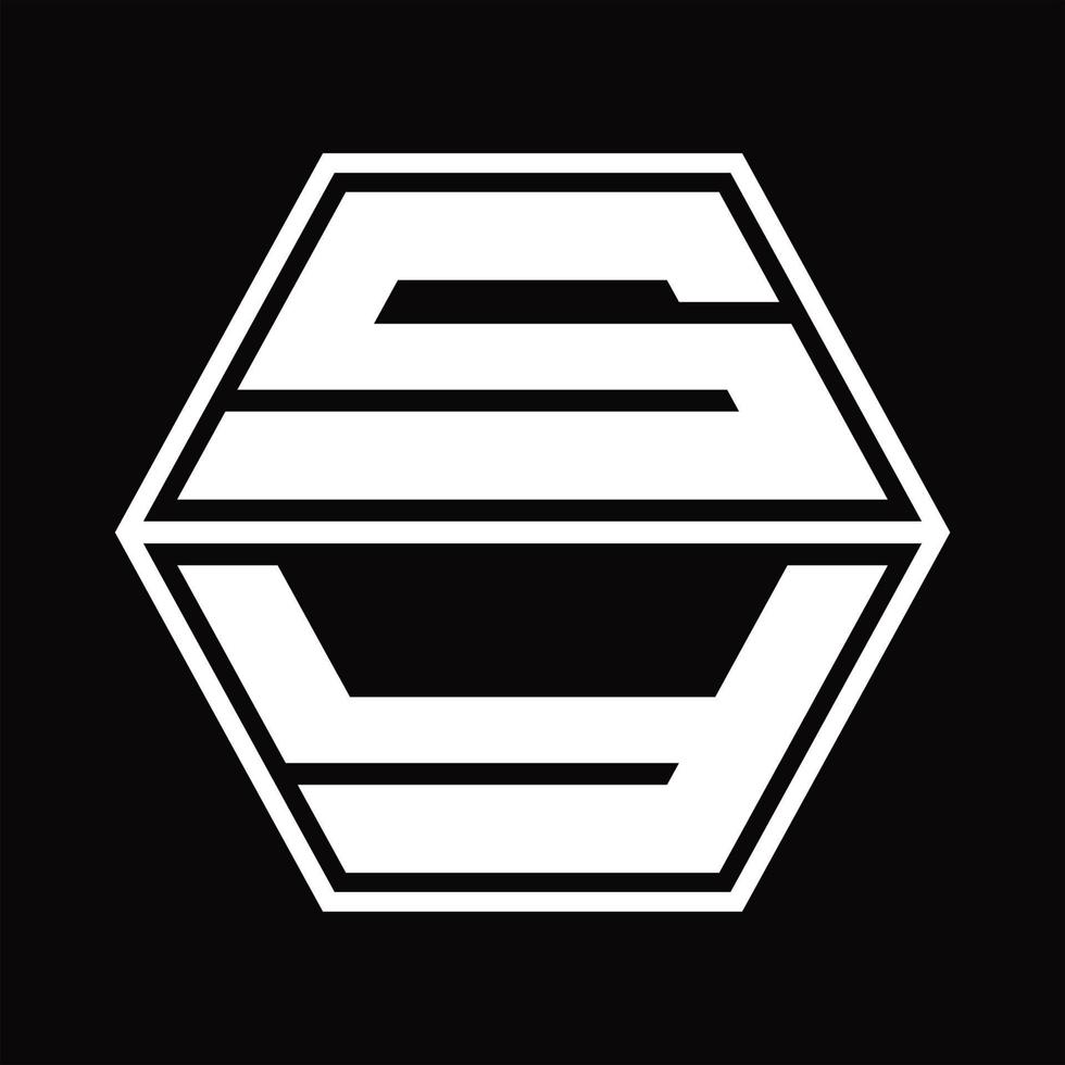 sy logo monogram met zeshoek vorm omhoog en naar beneden ontwerp sjabloon vector