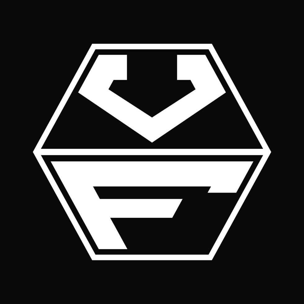 vf logo monogram met zeshoek vorm omhoog en naar beneden ontwerp sjabloon vector