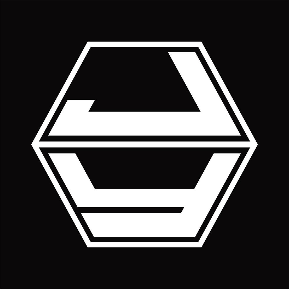 jy logo monogram met zeshoek vorm omhoog en naar beneden ontwerp sjabloon vector