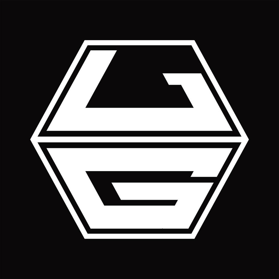 lg logo monogram met zeshoek vorm omhoog en naar beneden ontwerp sjabloon vector