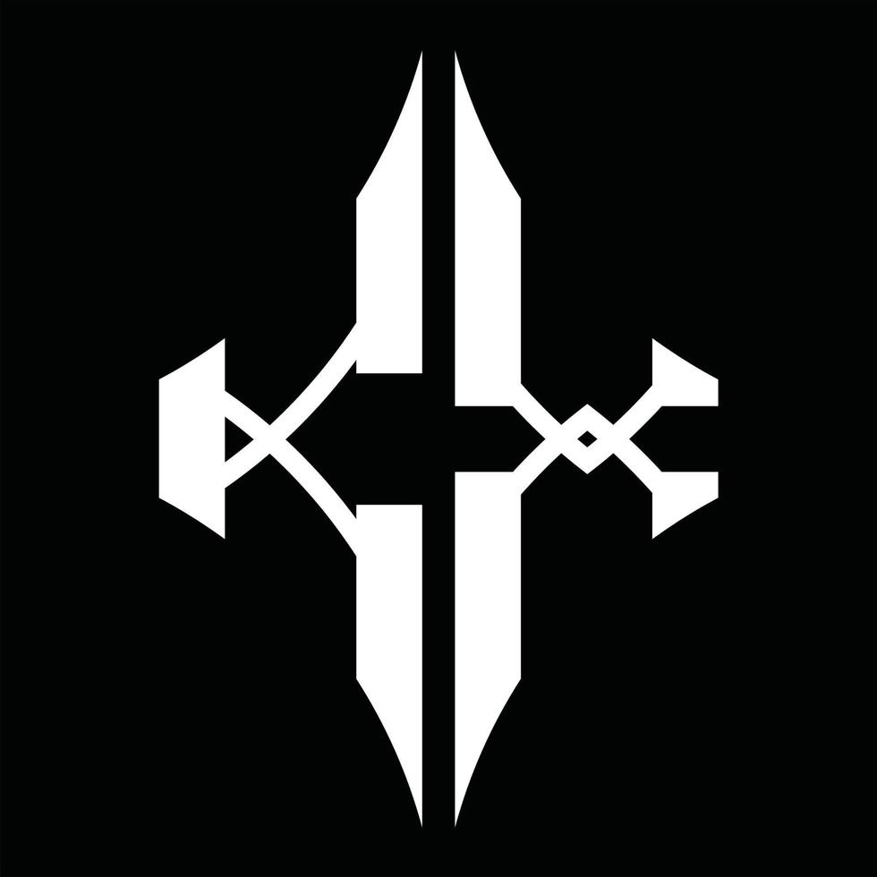 kx logo monogram met diamant vorm ontwerp sjabloon vector