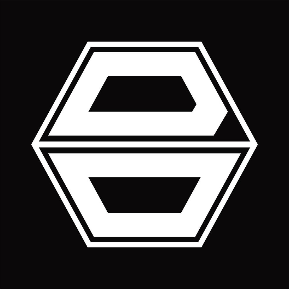 Doen logo monogram met zeshoek vorm omhoog en naar beneden ontwerp sjabloon vector
