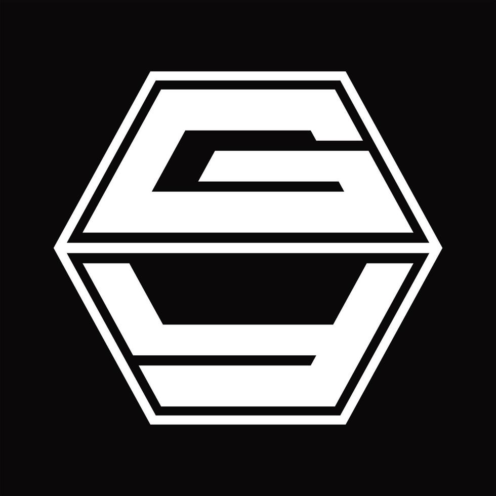 gy logo monogram met zeshoek vorm omhoog en naar beneden ontwerp sjabloon vector
