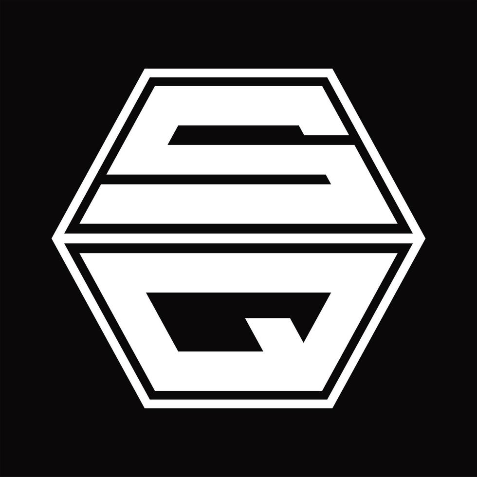 sq logo monogram met zeshoek vorm omhoog en naar beneden ontwerp sjabloon vector