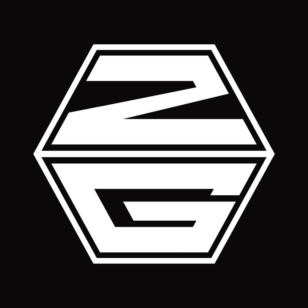 zg logo monogram met zeshoek vorm omhoog en naar beneden ontwerp sjabloon vector