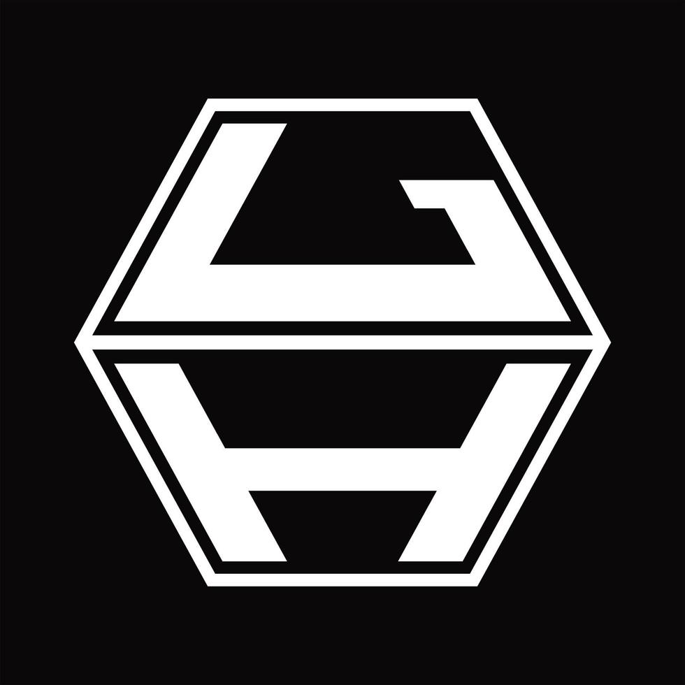 lh logo monogram met zeshoek vorm omhoog en naar beneden ontwerp sjabloon vector