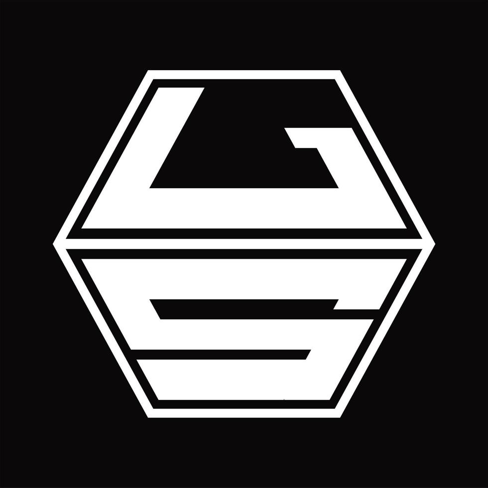 ls logo monogram met zeshoek vorm omhoog en naar beneden ontwerp sjabloon vector