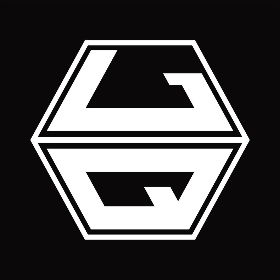 lq logo monogram met zeshoek vorm omhoog en naar beneden ontwerp sjabloon vector