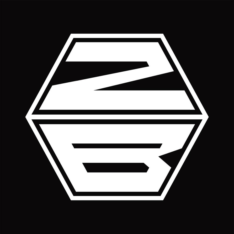 zb logo monogram met zeshoek vorm omhoog en naar beneden ontwerp sjabloon vector