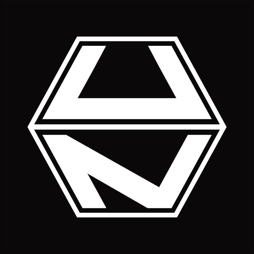 un logo monogram met zeshoek vorm omhoog en naar beneden ontwerp sjabloon vector