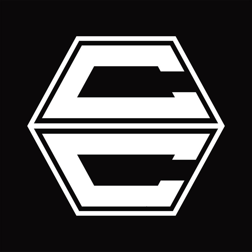 cc logo monogram met zeshoek vorm omhoog en naar beneden ontwerp sjabloon vector