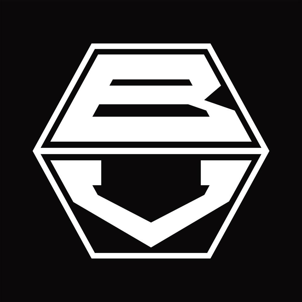 bv logo monogram met zeshoek vorm omhoog en naar beneden ontwerp sjabloon vector
