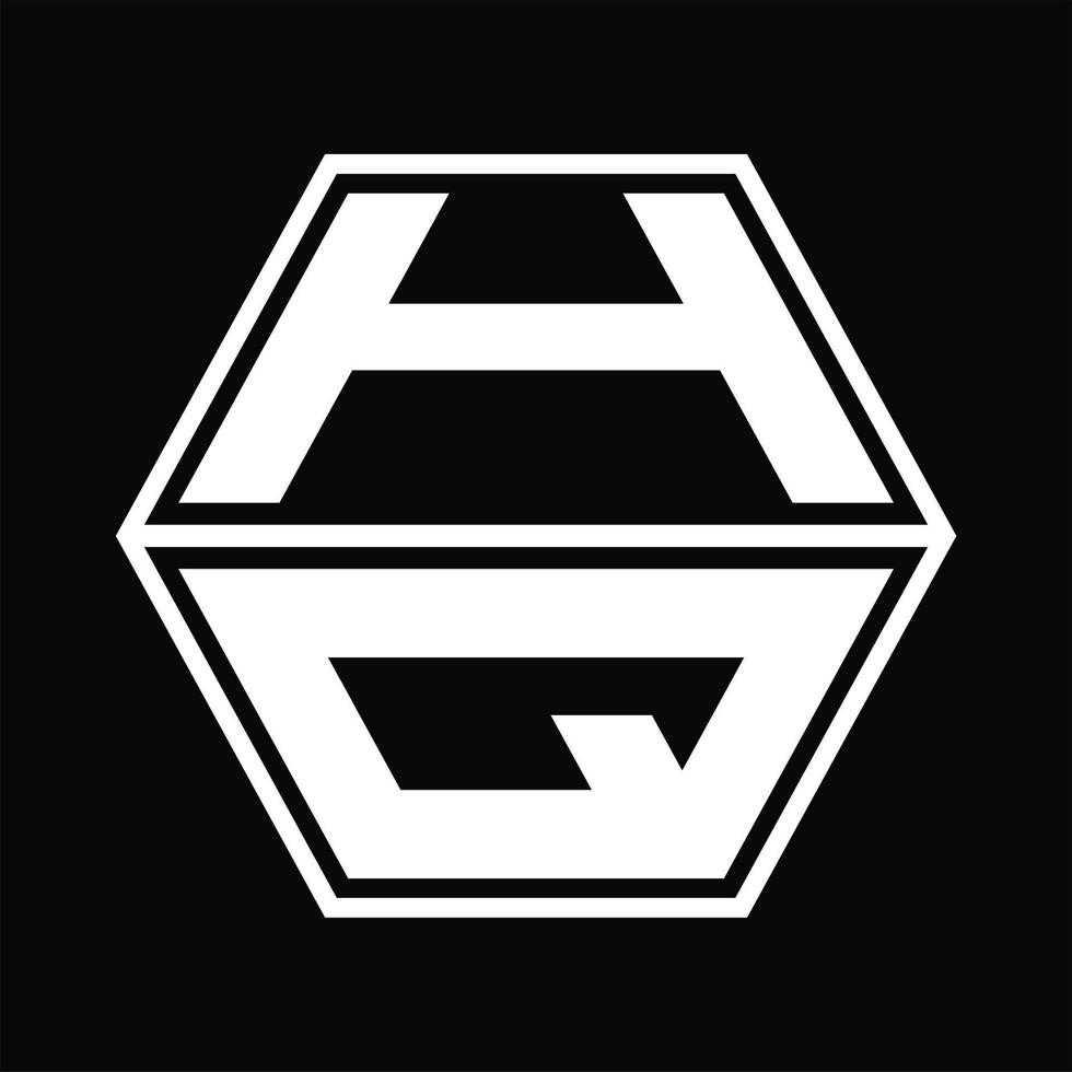 hq logo monogram met zeshoek vorm omhoog en naar beneden ontwerp sjabloon vector