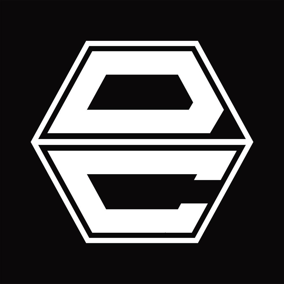 dc logo monogram met zeshoek vorm omhoog en naar beneden ontwerp sjabloon vector