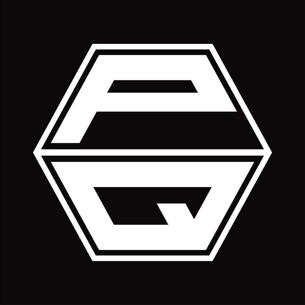 pq logo monogram met zeshoek vorm omhoog en naar beneden ontwerp sjabloon vector