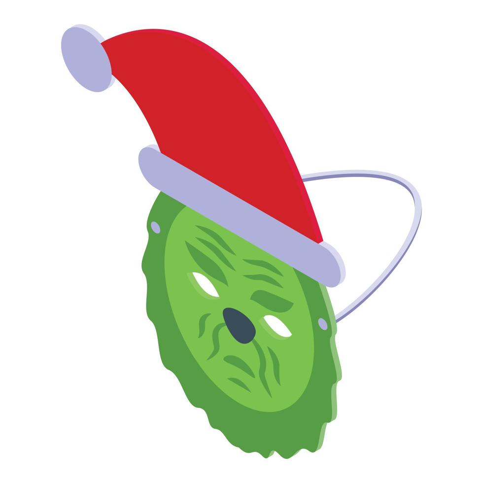 groen Kerstmis masker icoon isometrische vector. de kerstman partij vector