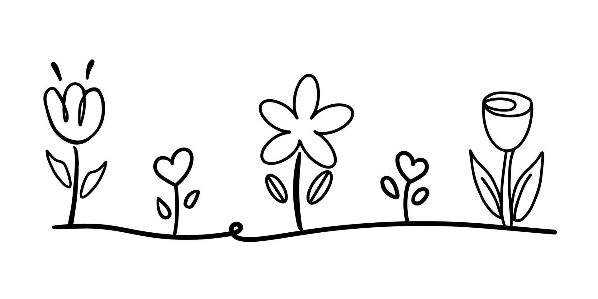 bloem of bloemen tekening lijn kunst voor element, decoratie, sjabloon vector