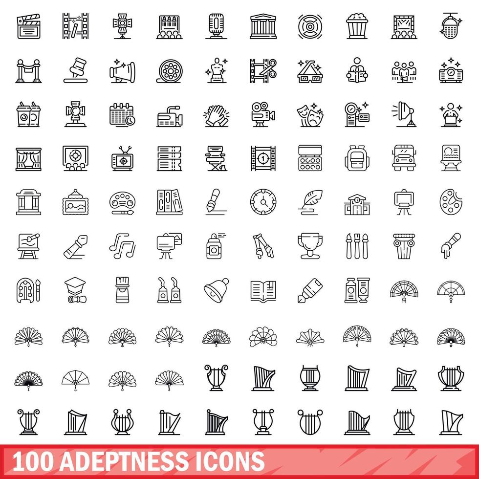 100 vaardigheid pictogrammen set, schets stijl vector