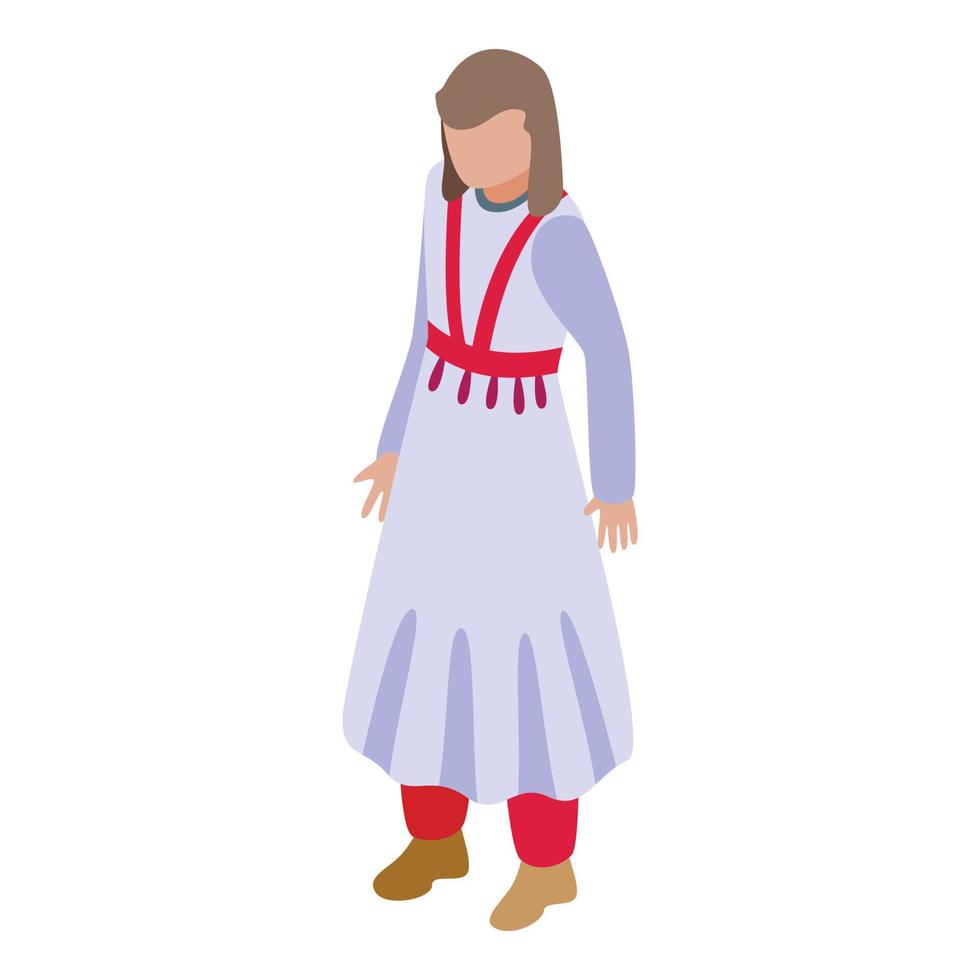 Tadzjikistan schattig vrouw icoon isometrische vector. stad reizen vector