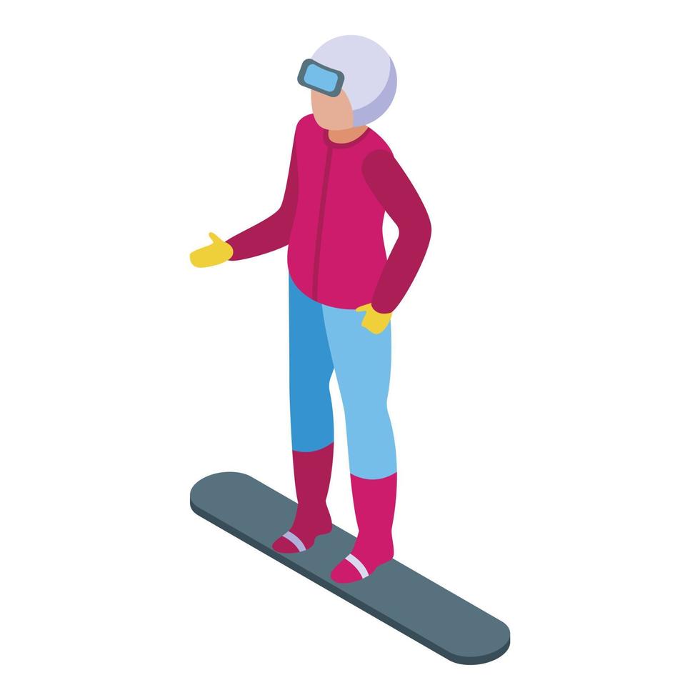 team snowboarden icoon isometrische vector. sport school- vector