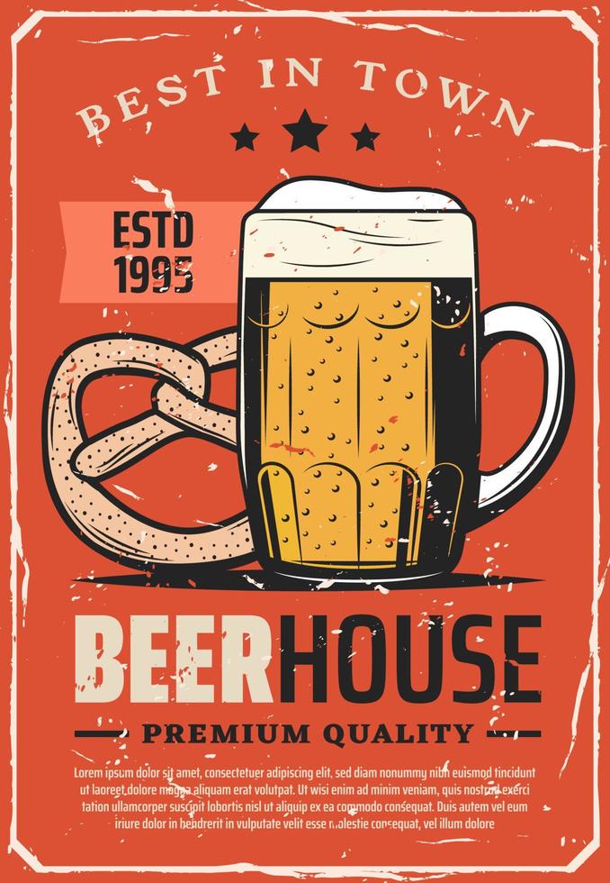bier brouwerij huis het beste stad- kroeg bar retro poster vector
