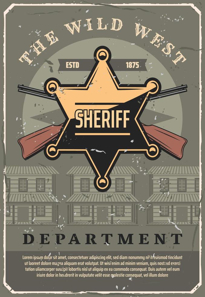 wild west sheriff ster insigne en geweer, vector