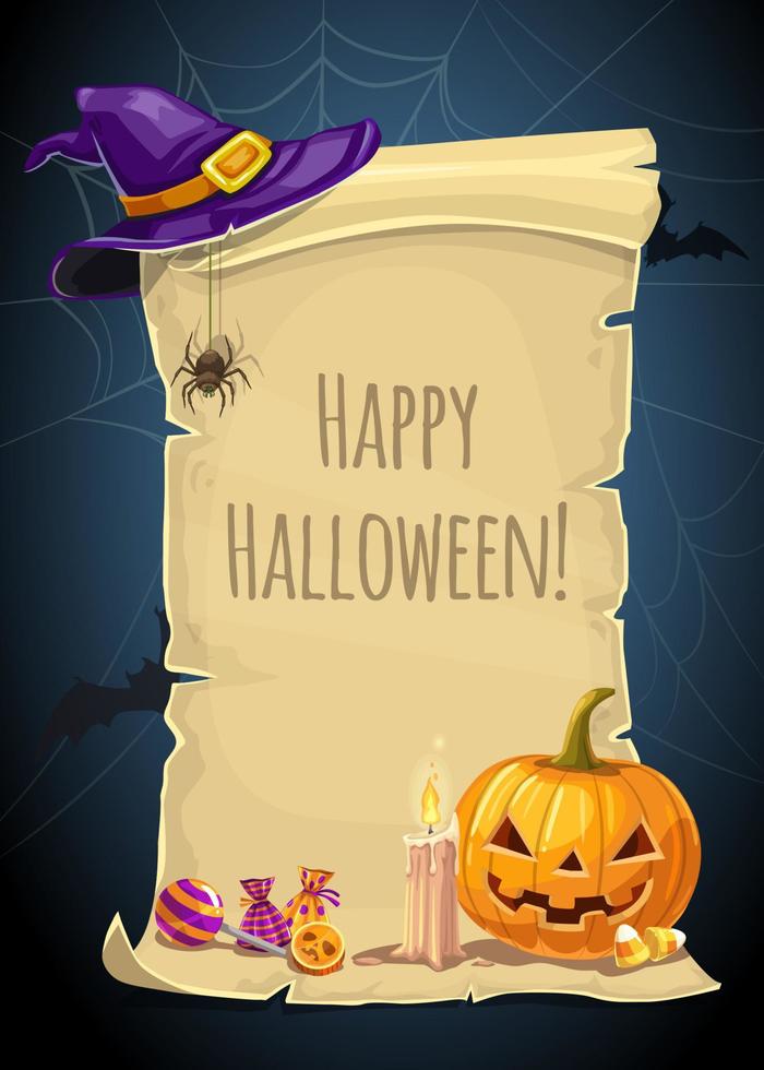 halloween vakantie papier rol groet kaart vector