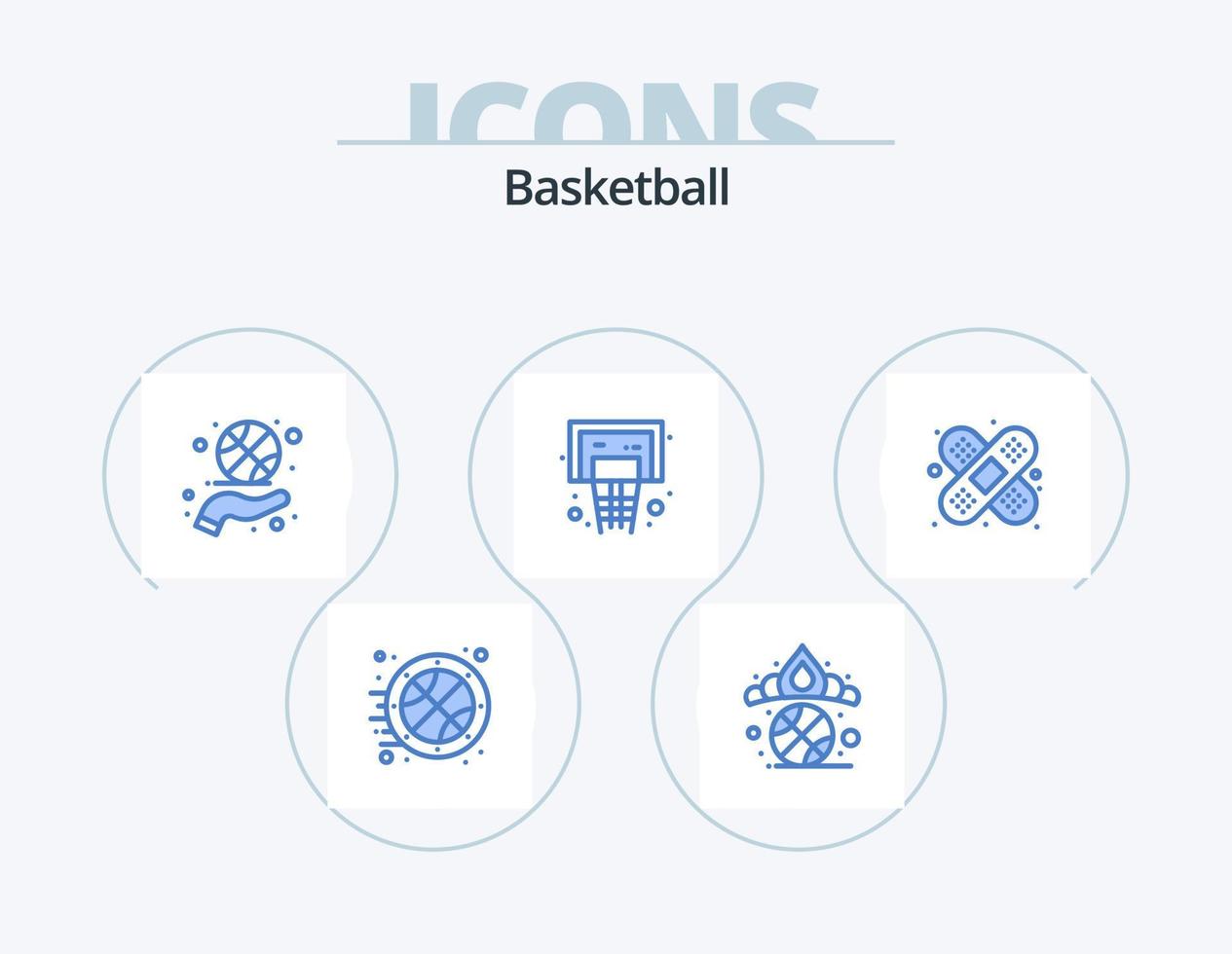 basketbal blauw icoon pak 5 icoon ontwerp. hulp. hoepel. basketbal draaien. basketbal. sport vector
