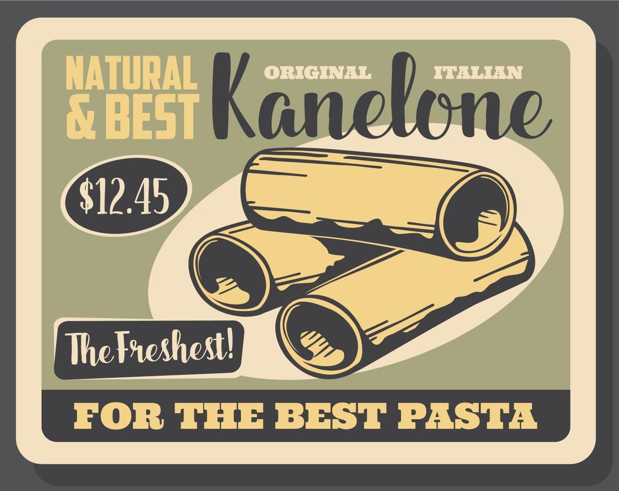 cannelloni pasta, Italiaans macaroni buizen vector