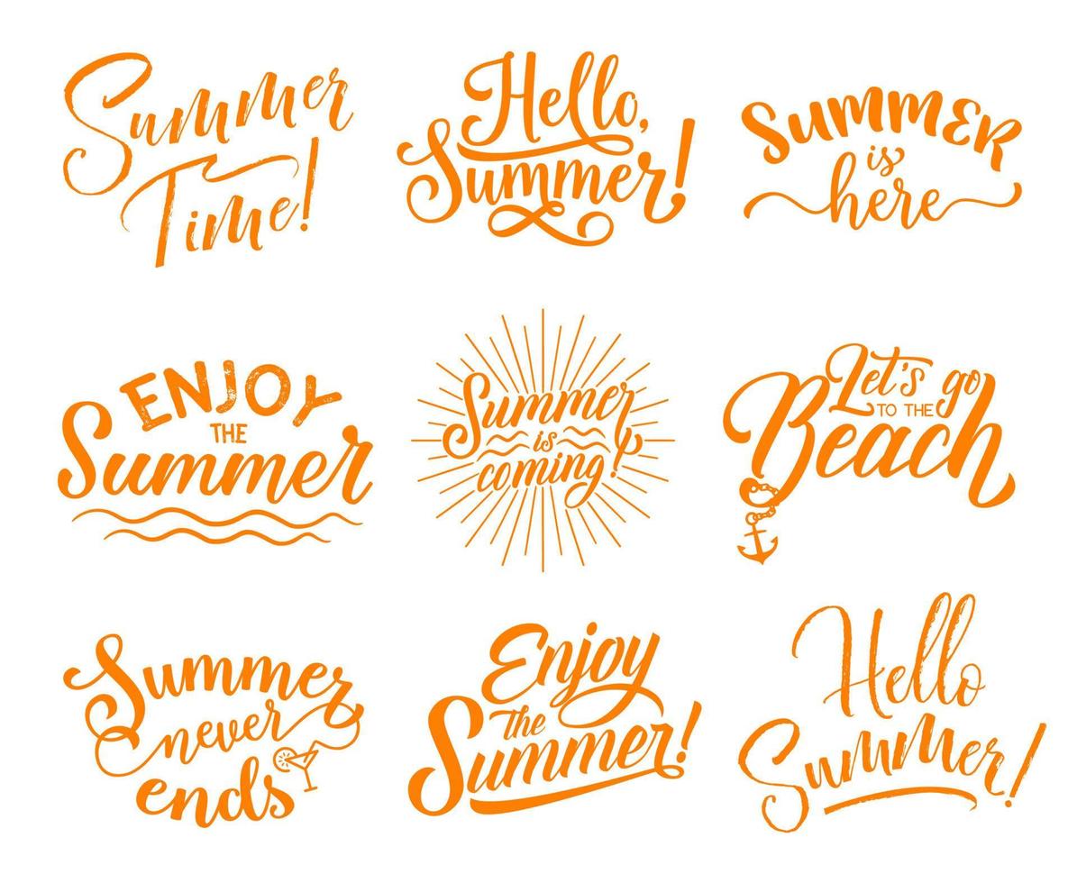 Hallo zomer belettering voor seizoen vakantie ontwerp vector