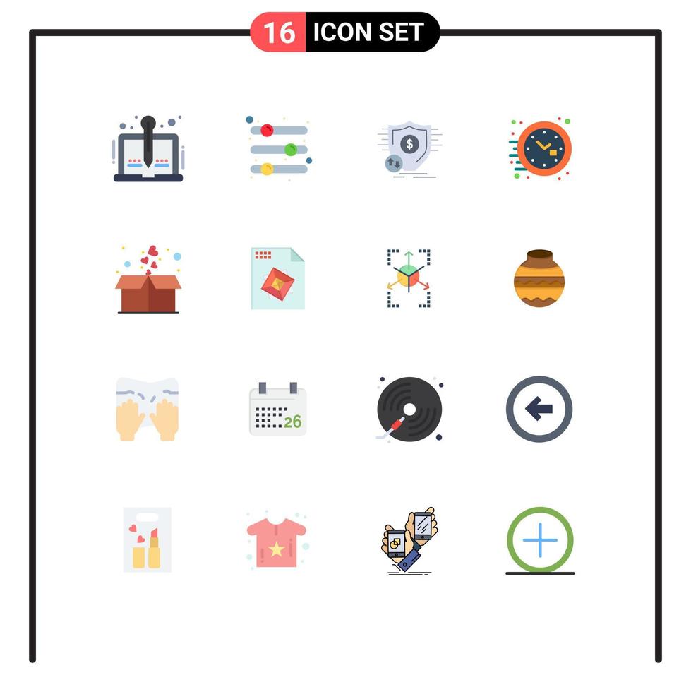 reeks van 16 modern ui pictogrammen symbolen tekens voor tijd klok voorkeur veiligheid geld bewerkbare pak van creatief vector ontwerp elementen