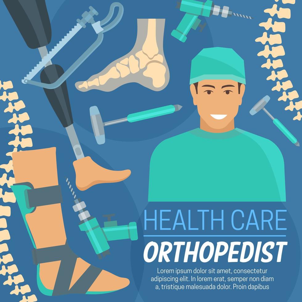orthopedische poster orthopedist en prothetisch items vector