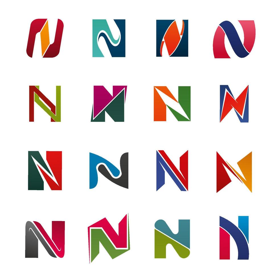 alfabet brief n bedrijf pictogrammen vector