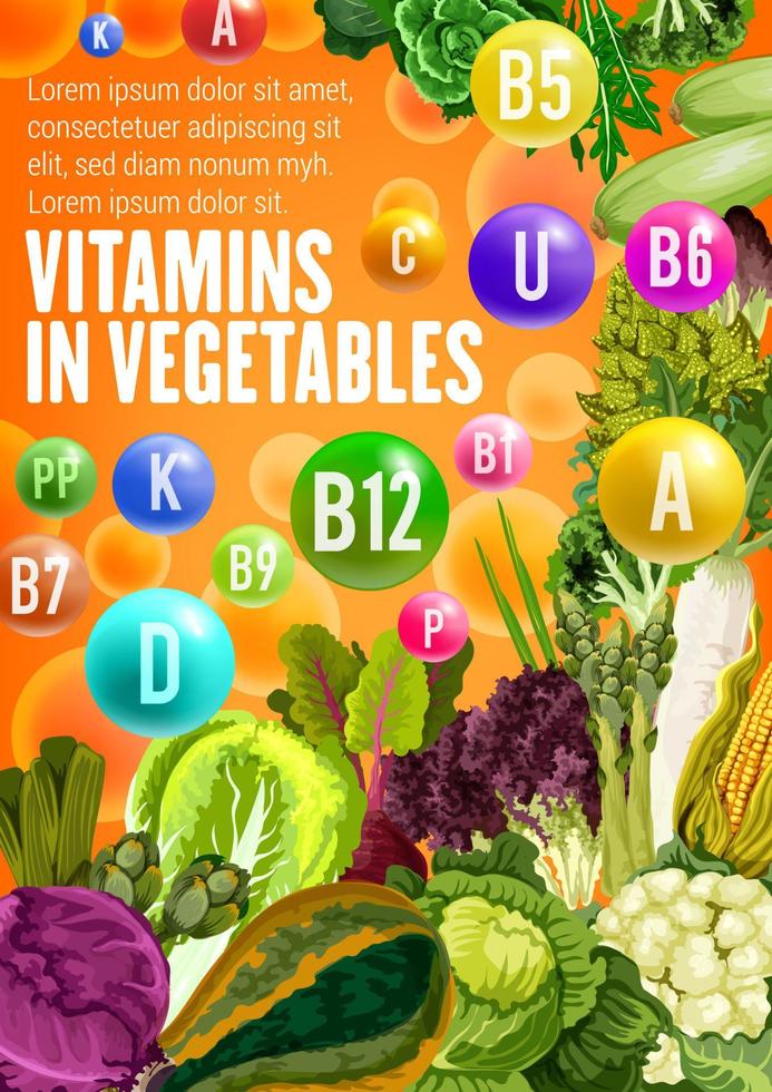 vitamine voedsel bron in groenten vector