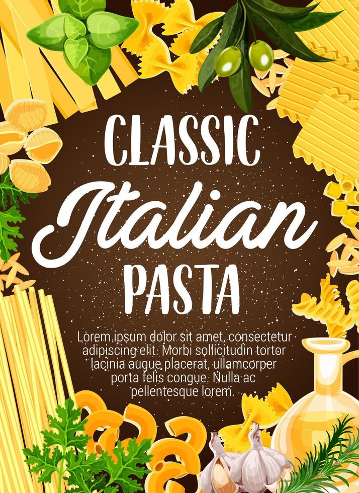 Italiaans pasta met groen en olijf- olie vector