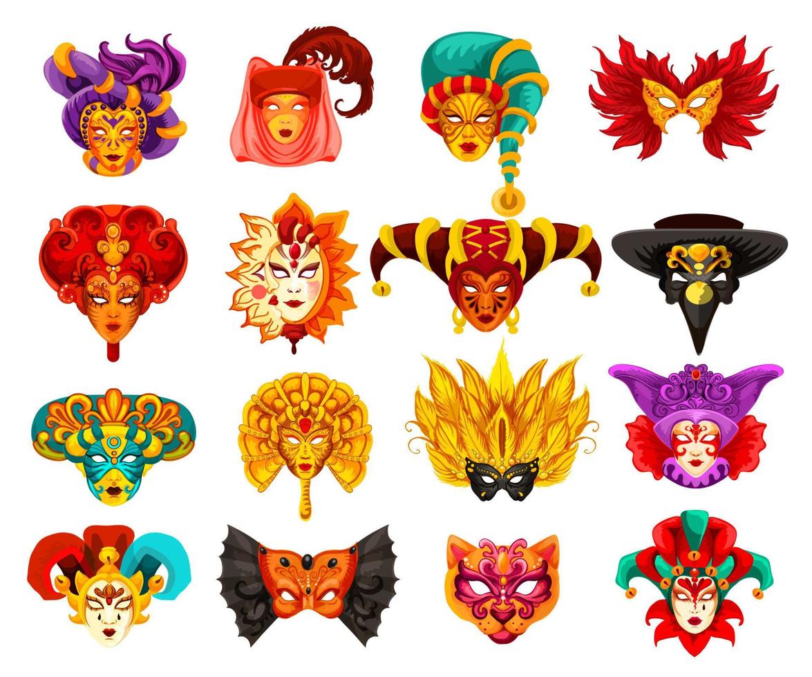 vector Venetiaanse carnaval maskerade maskers