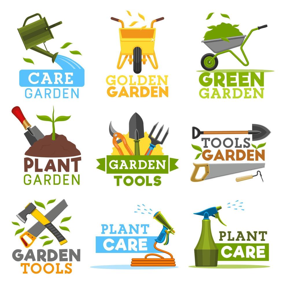 boerderij tuinieren en aanplant hulpmiddelen, vector pictogrammen
