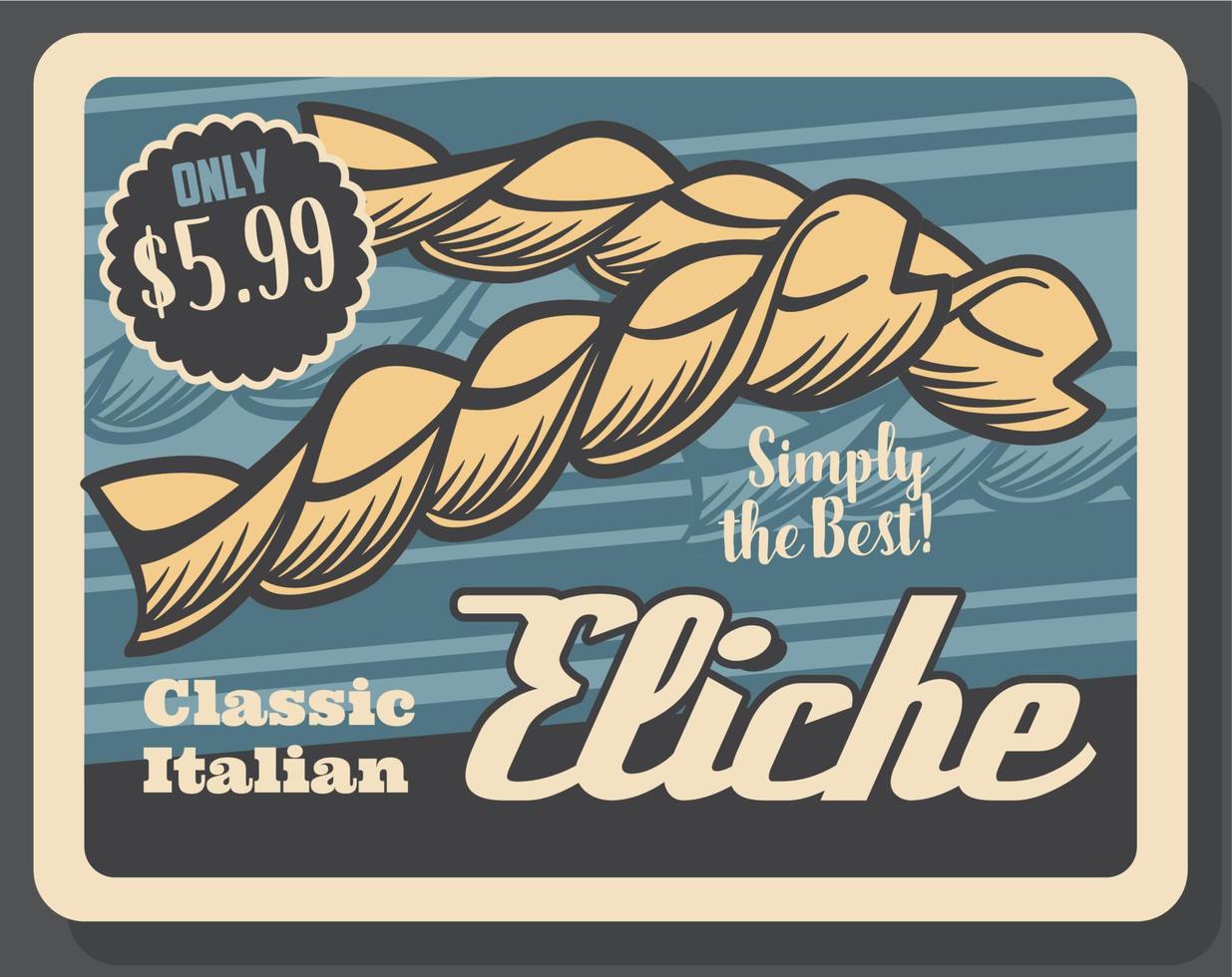 Italiaans pasta eliché soort, vector