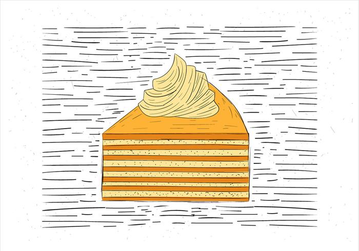 Vrije Hand Getekende Vector Stuk Cake Illustratie