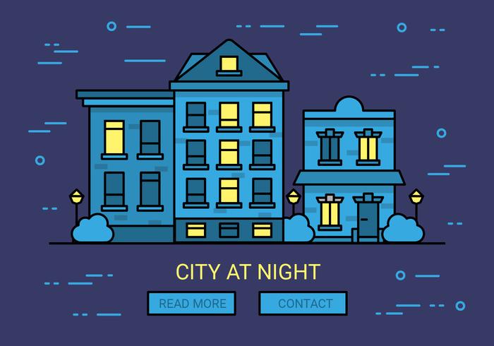 Gratis Lineaire Nacht Cityscape Vector Achtergrond